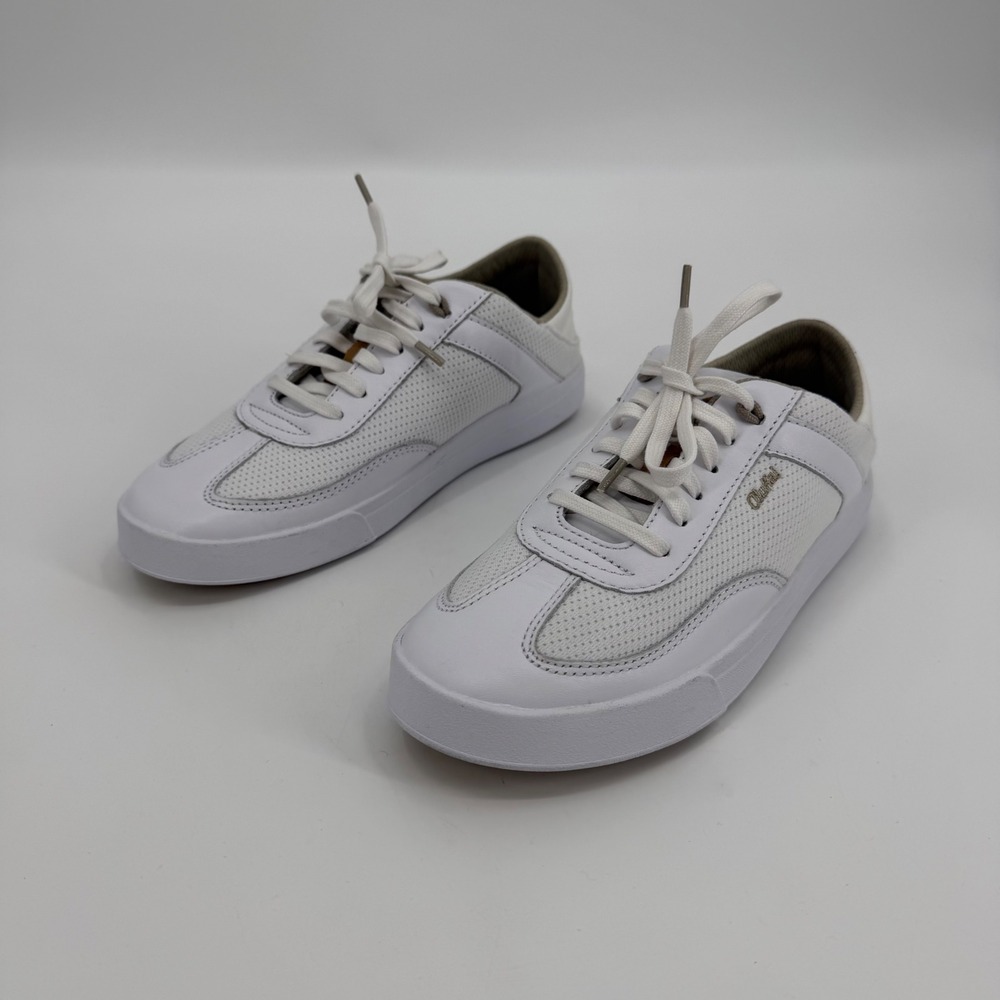 OluKai Kilea‎ Women 6.5 White Leather Textile Low Top Sneakers 20494-4R4R